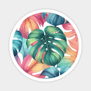 Colorful Monstera Tropical Leaves Magnet